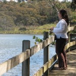 Photo: Amy McDowell spinning for trout at Wentworth Falls Lake © Tim Williams